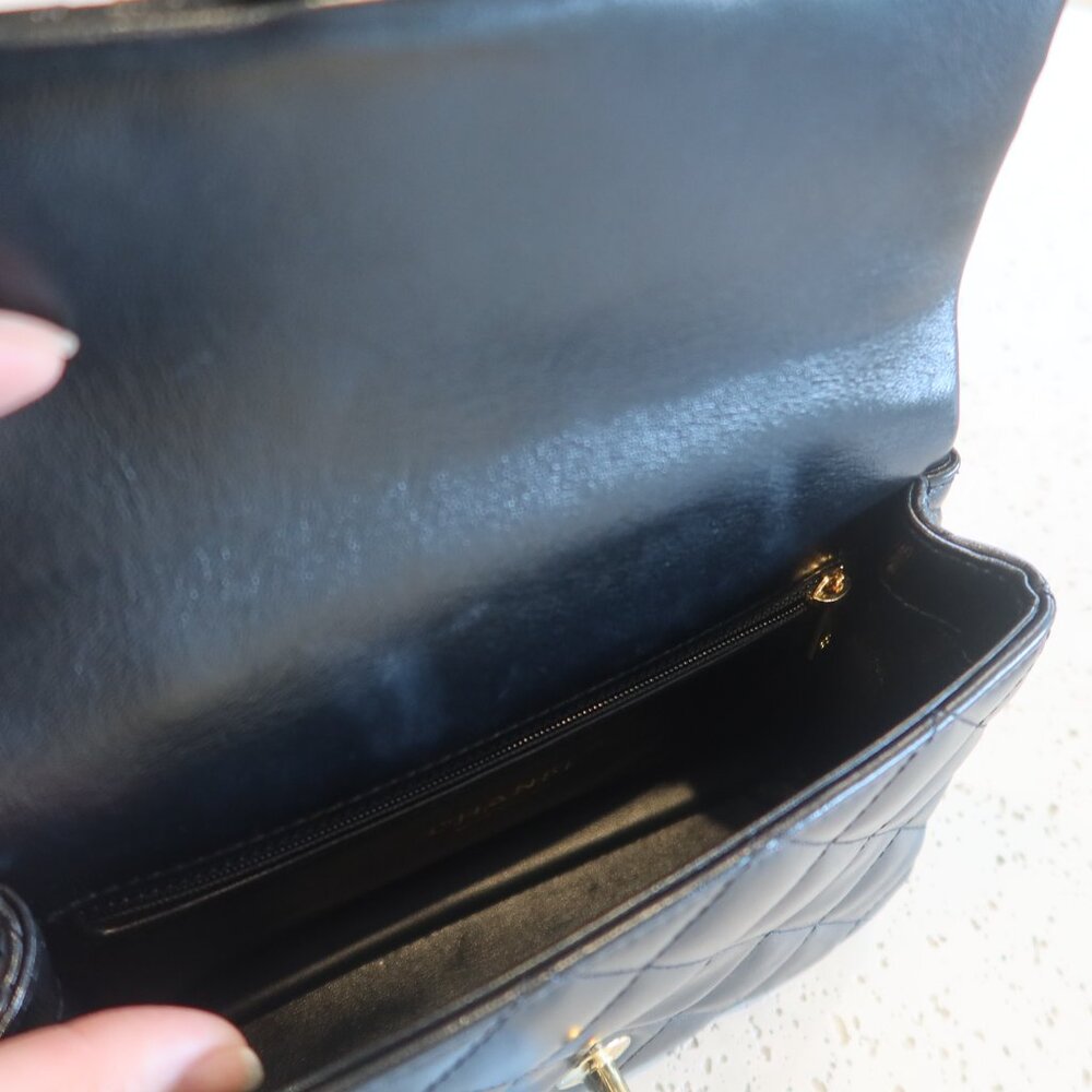 Chanel waxed lambskin mini handle classic flap bag - Picture 12 of 14